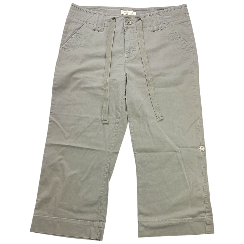 Lee Khaki Capri Pants Womens 9/10 Medium Roll Tab Drawstring One True Fit